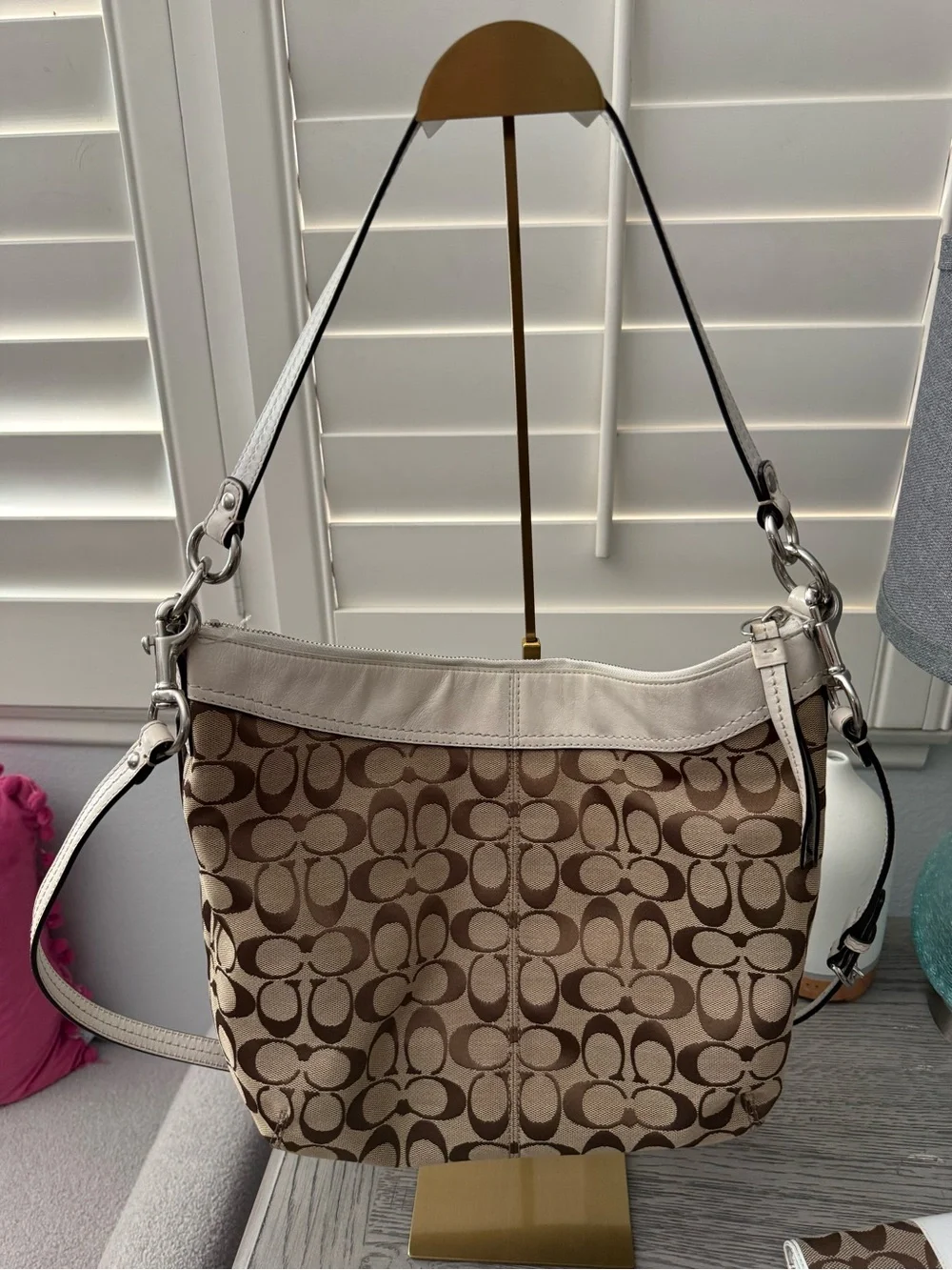 Coach Brown Signature Ashley Hobo & Matching Wallet Set